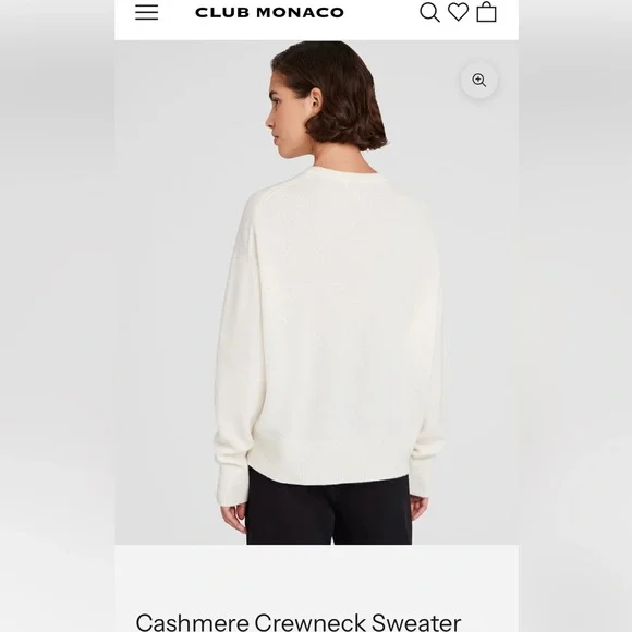 Club Monaco Women's Ivory Crewneck Sweater